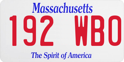 MA license plate 192WB0