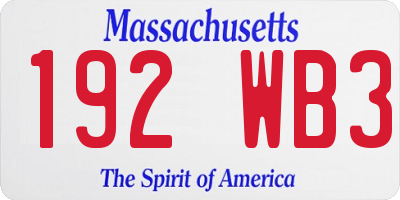 MA license plate 192WB3