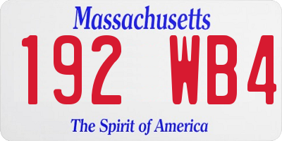 MA license plate 192WB4