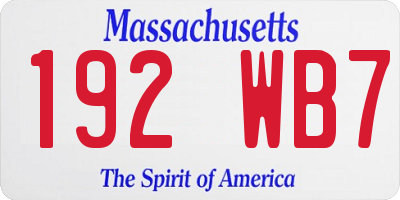 MA license plate 192WB7