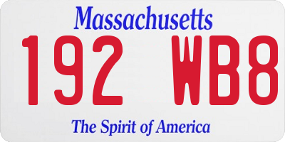 MA license plate 192WB8