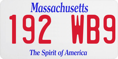 MA license plate 192WB9