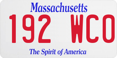 MA license plate 192WC0
