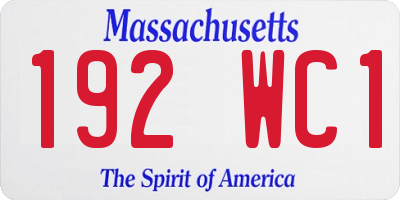 MA license plate 192WC1