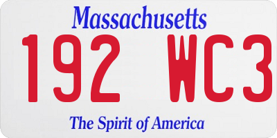 MA license plate 192WC3