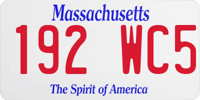 MA license plate 192WC5