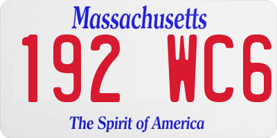 MA license plate 192WC6