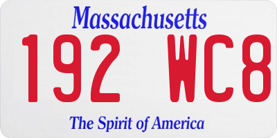 MA license plate 192WC8