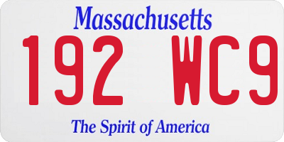 MA license plate 192WC9