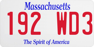 MA license plate 192WD3