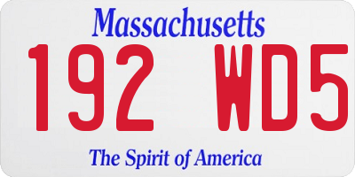 MA license plate 192WD5