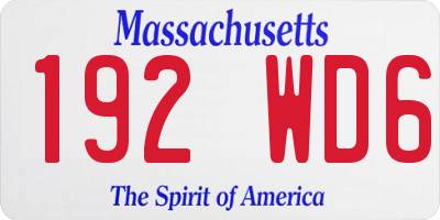 MA license plate 192WD6