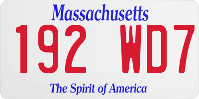 MA license plate 192WD7