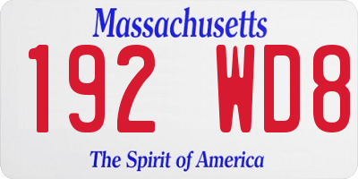 MA license plate 192WD8