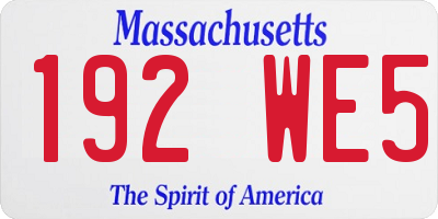 MA license plate 192WE5