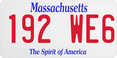 MA license plate 192WE6