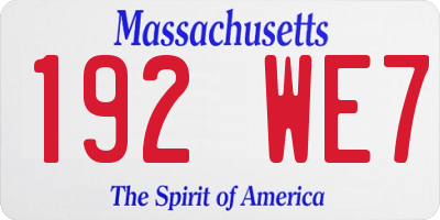 MA license plate 192WE7