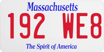 MA license plate 192WE8