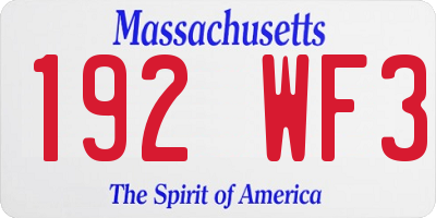 MA license plate 192WF3