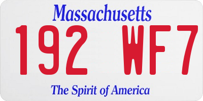 MA license plate 192WF7