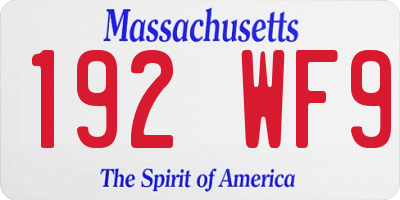 MA license plate 192WF9