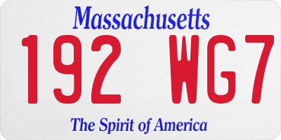 MA license plate 192WG7