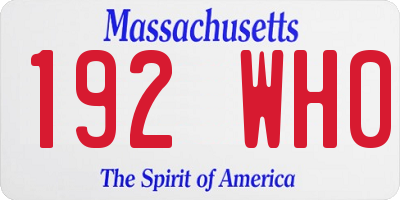 MA license plate 192WH0
