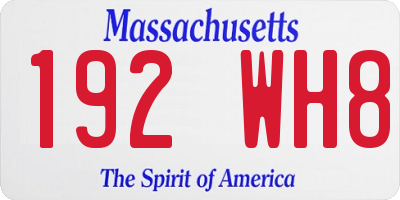 MA license plate 192WH8