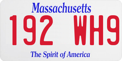 MA license plate 192WH9