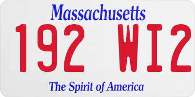 MA license plate 192WI2
