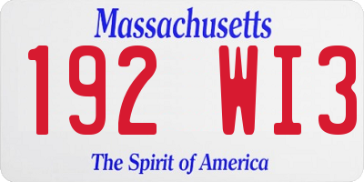 MA license plate 192WI3