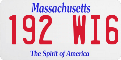 MA license plate 192WI6