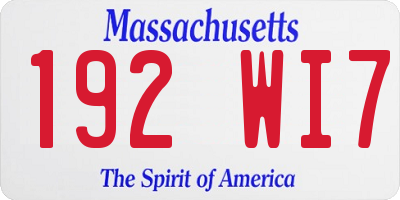 MA license plate 192WI7