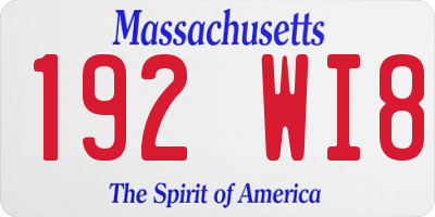 MA license plate 192WI8
