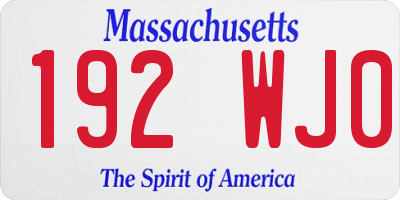 MA license plate 192WJ0