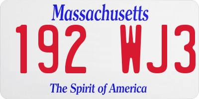 MA license plate 192WJ3