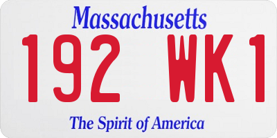 MA license plate 192WK1
