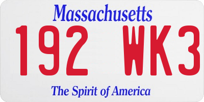 MA license plate 192WK3
