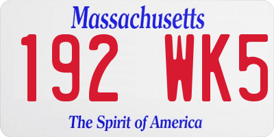 MA license plate 192WK5