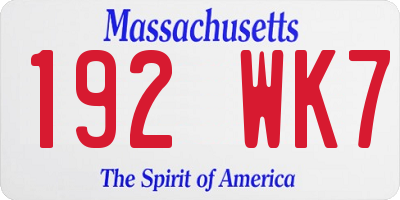 MA license plate 192WK7