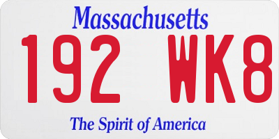 MA license plate 192WK8