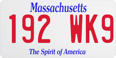 MA license plate 192WK9