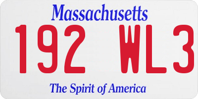 MA license plate 192WL3