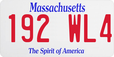 MA license plate 192WL4