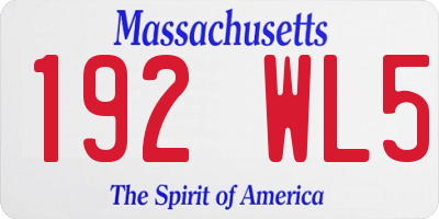 MA license plate 192WL5