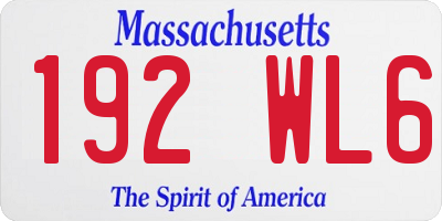 MA license plate 192WL6