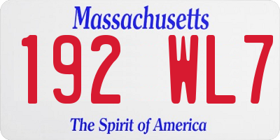 MA license plate 192WL7