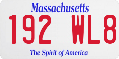 MA license plate 192WL8