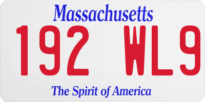 MA license plate 192WL9