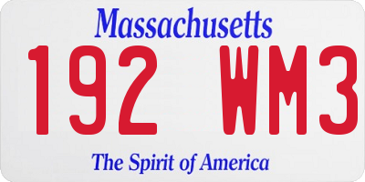 MA license plate 192WM3